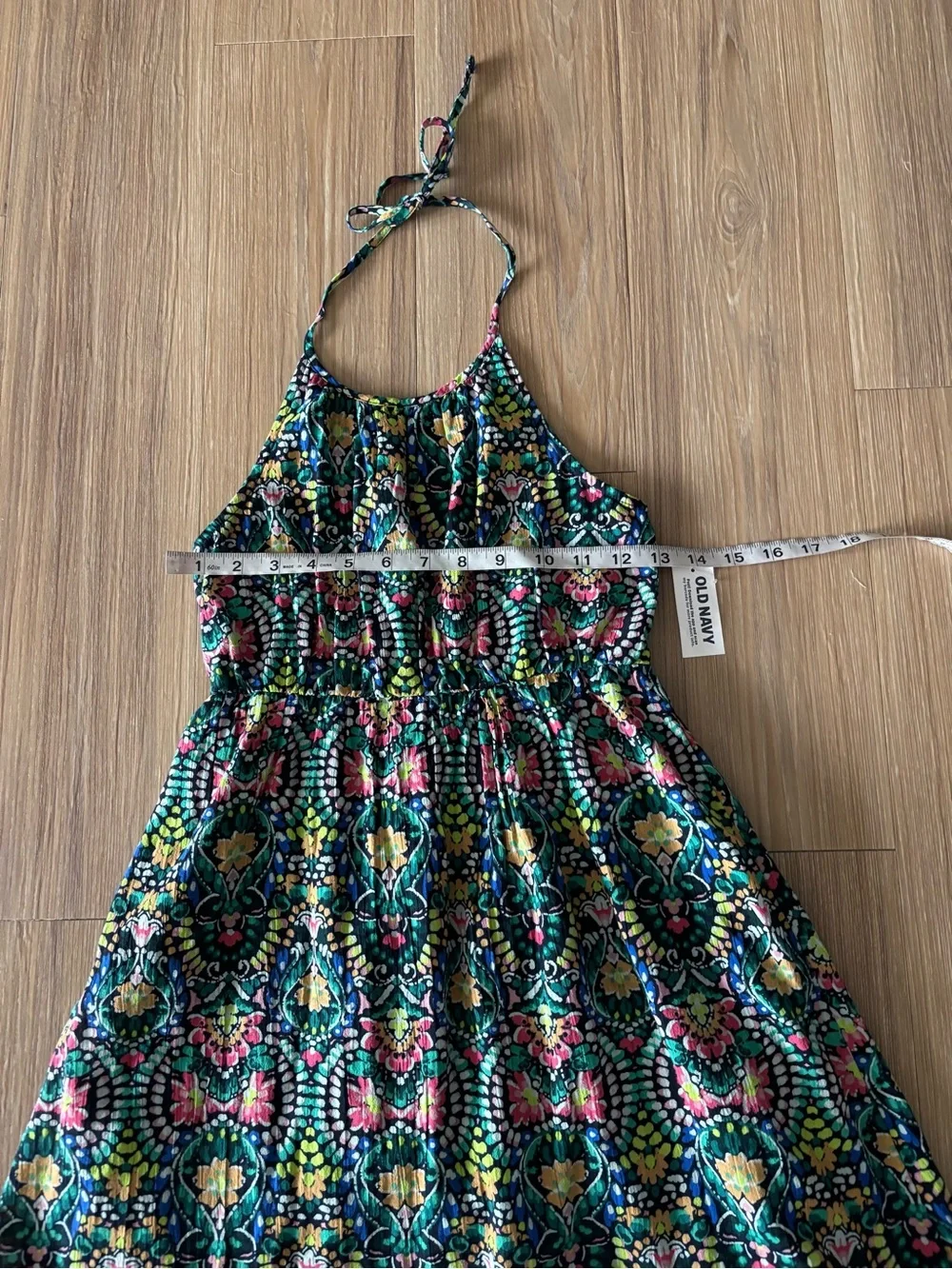Old Navy Midi Dress Fit Flare Colorful Halter Neck Girls L NWT Boho Cottage